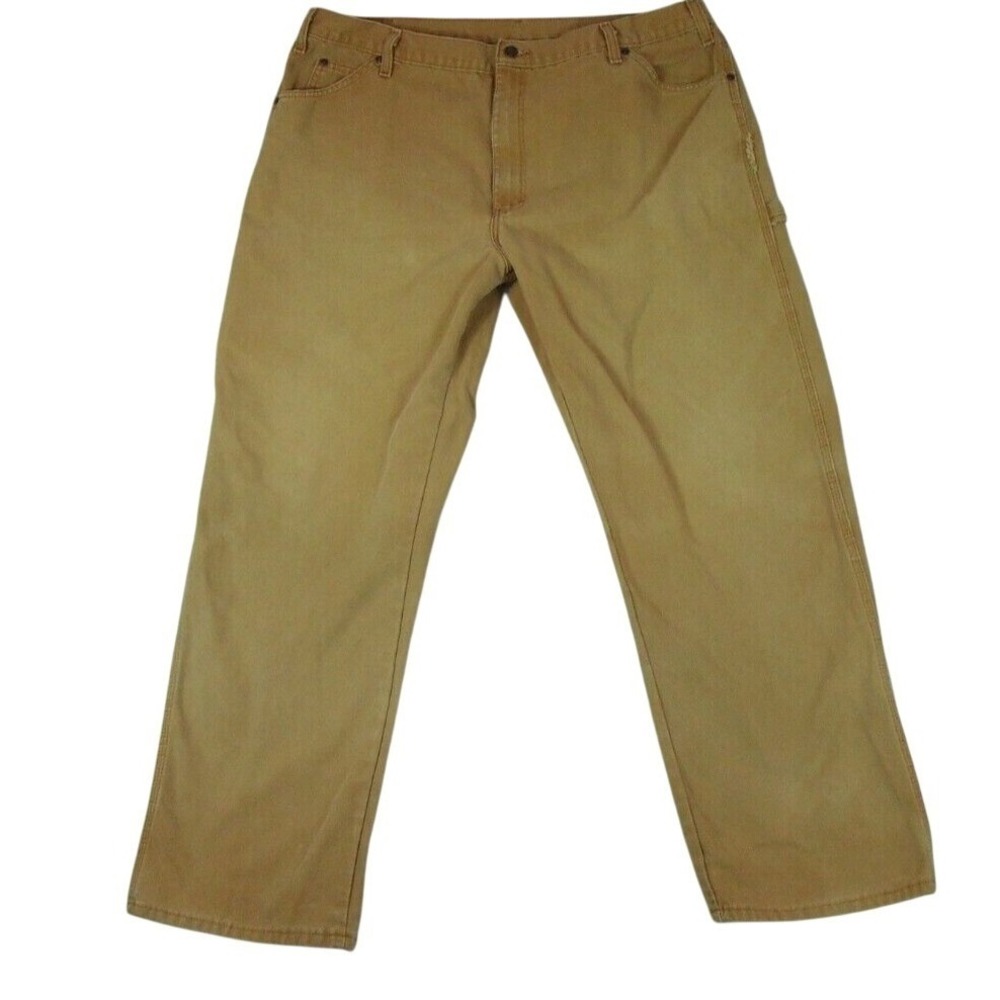 Dickies Pants Men 42x32 Tan Carpenter Canvas Cotton‎  Work Wear Hammer Loop